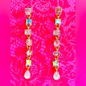 Pink long fabulous tassel earrings